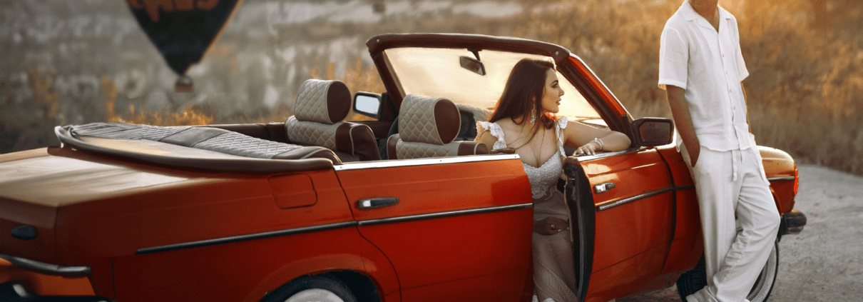 cappadocia rent a red classic mercedes car